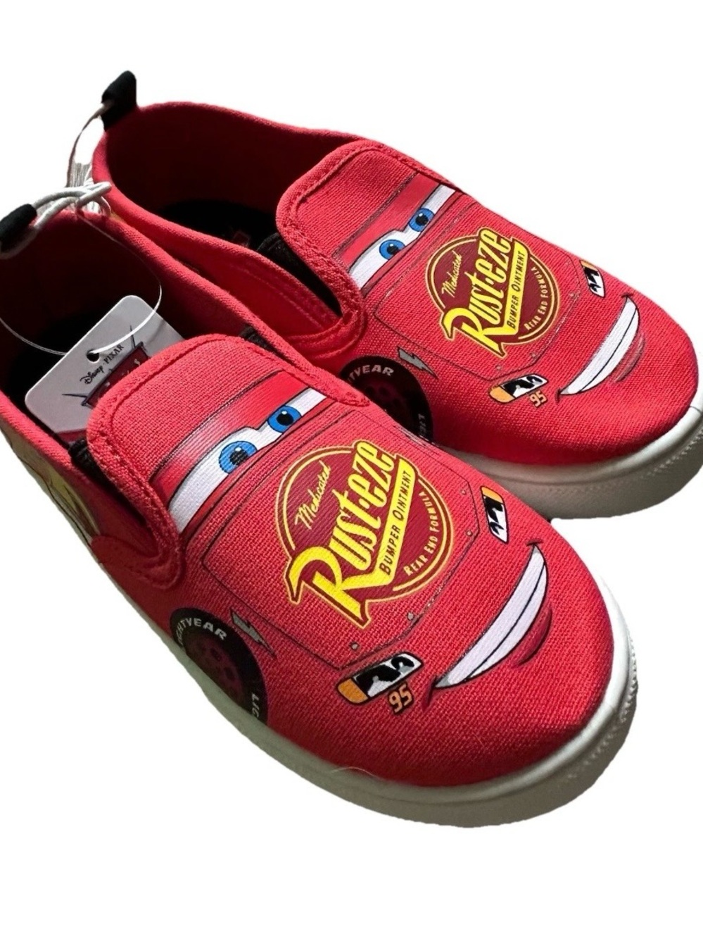 NWT Toddler Boy Disney Pixar Cars Lightening McQueen Slip On Sneakers Size 11